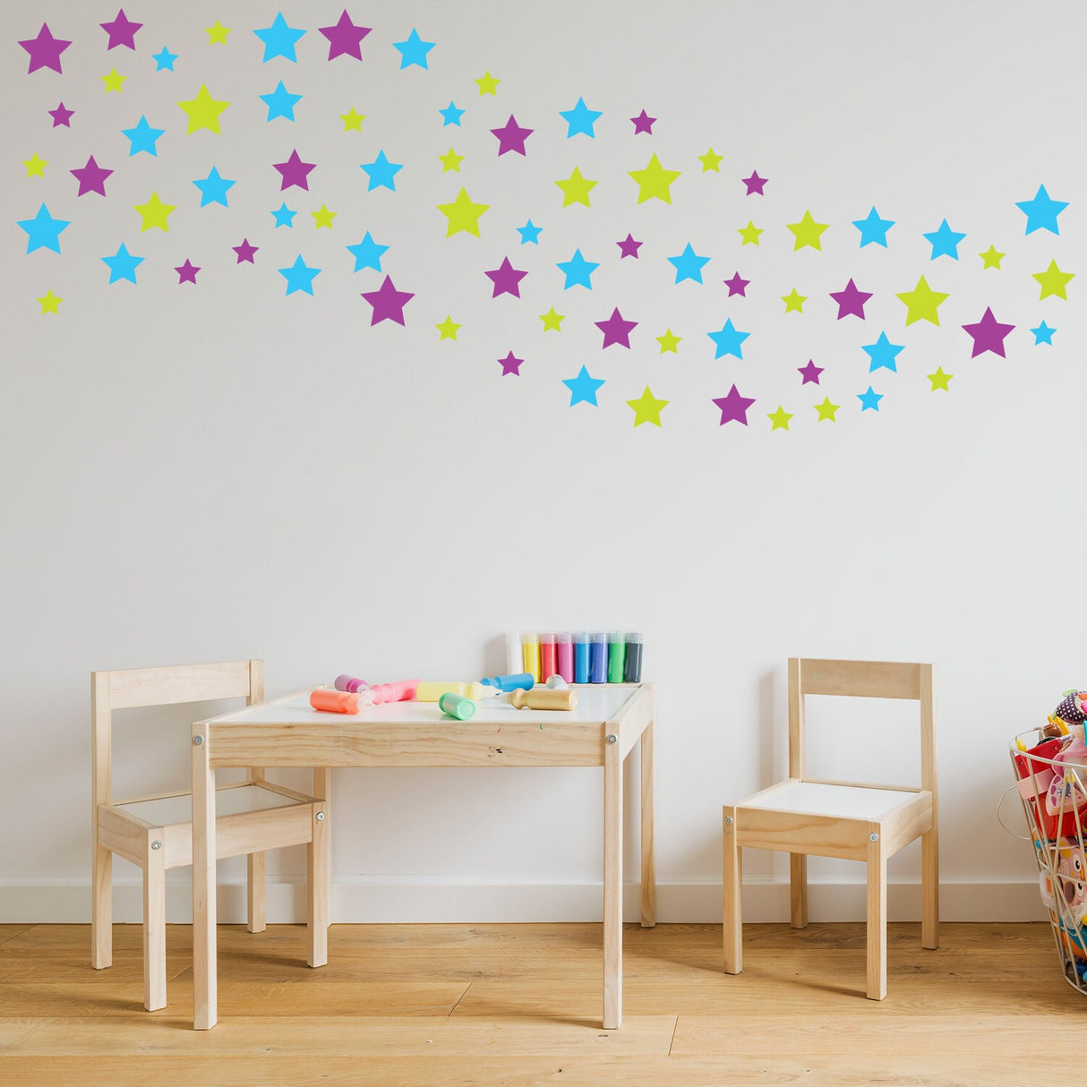 60x Stars Decor Wall Decals For Nursery - Removable Star Vinyl Room Stickers