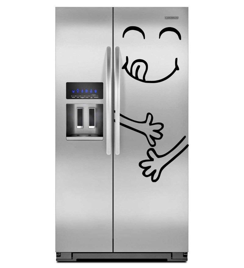 Funny Happy Face Refrigerator Decal - Fridge Door Smile Vinyl Sticker For Kitchen Decor