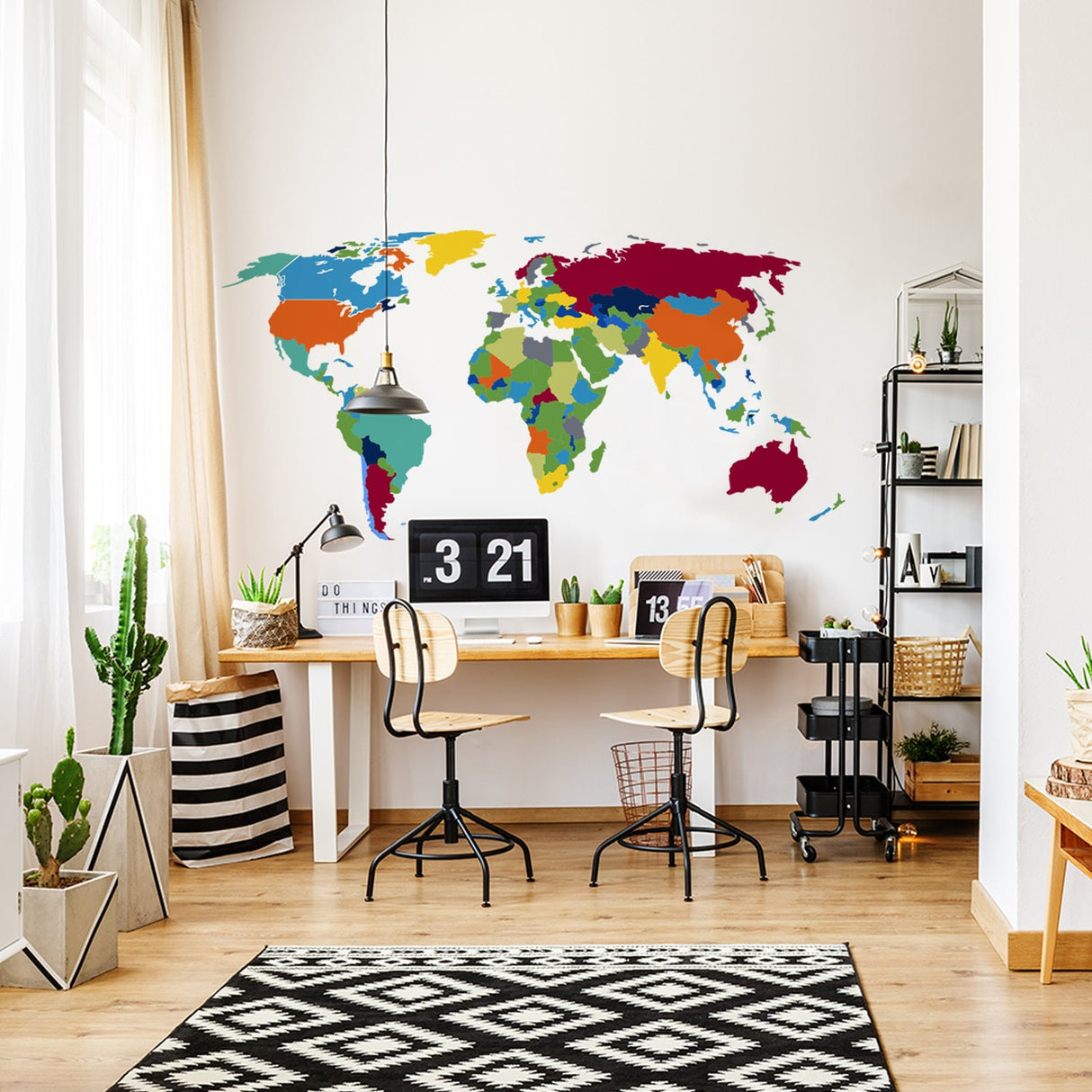 Maailmakaardi seinakleebis – suur hiiglasliku reisigloobuse vinüülkleebis magamistoa elutoa kaunistamiseks