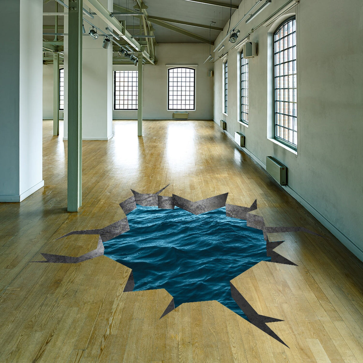 3D Floor Mere kleebis – ookeaniaugu põrandakatte kleebis, mis on mõeldud laste elutoa vannitoa jaoks