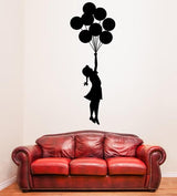 Banksy Girl With Balloons Wall Decal - Bansky Street Art Graffiti Air Ballon Vinyl Sticker For Wall