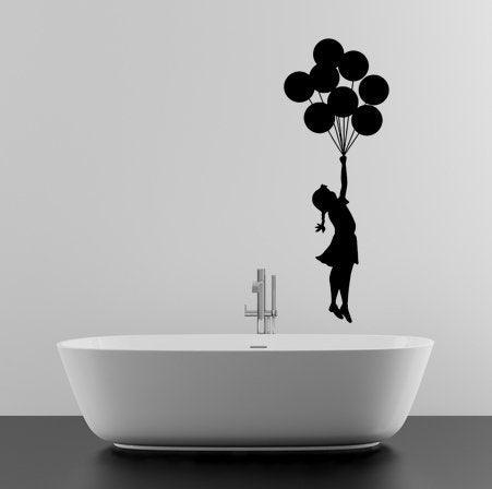 Banksy Girl With Balloons Wall Decal - Bansky Street Art Graffiti Air Ballon Vinyl Sticker For Wall