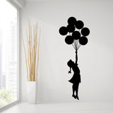 Banksy Girl With Balloons Wall Decal - Bansky Street Art Graffiti Air Ballon Vinyl Sticker For Wall