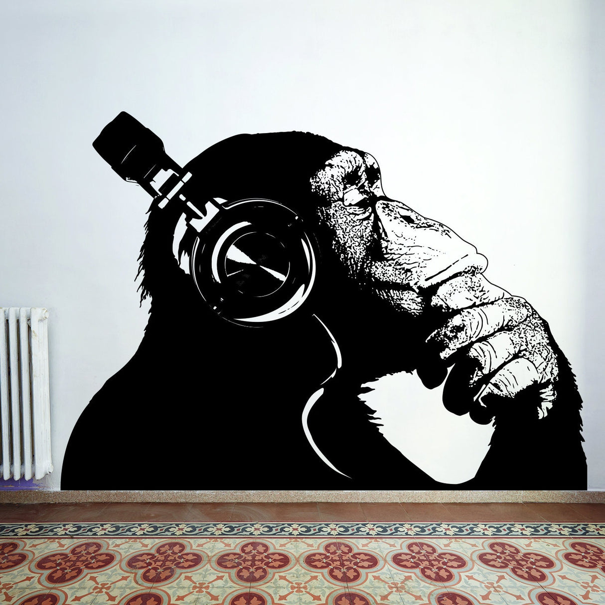 Monkey With Headphones DJ Decal