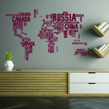 World Map Wall Decal - Large Vinyl Sticker Of The Giant Travel Globe For Bedroom Living Room Decor