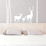 Deer & Moose Wildlife Wall Decal - Birch Tree Forest Vinyl Sticker, Perfect for Nursery and Kids Room