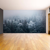 Foggy Forest Wallpaper Decal - Landscape Tree Wall Paper Mural Self Peel And Stick Sticker