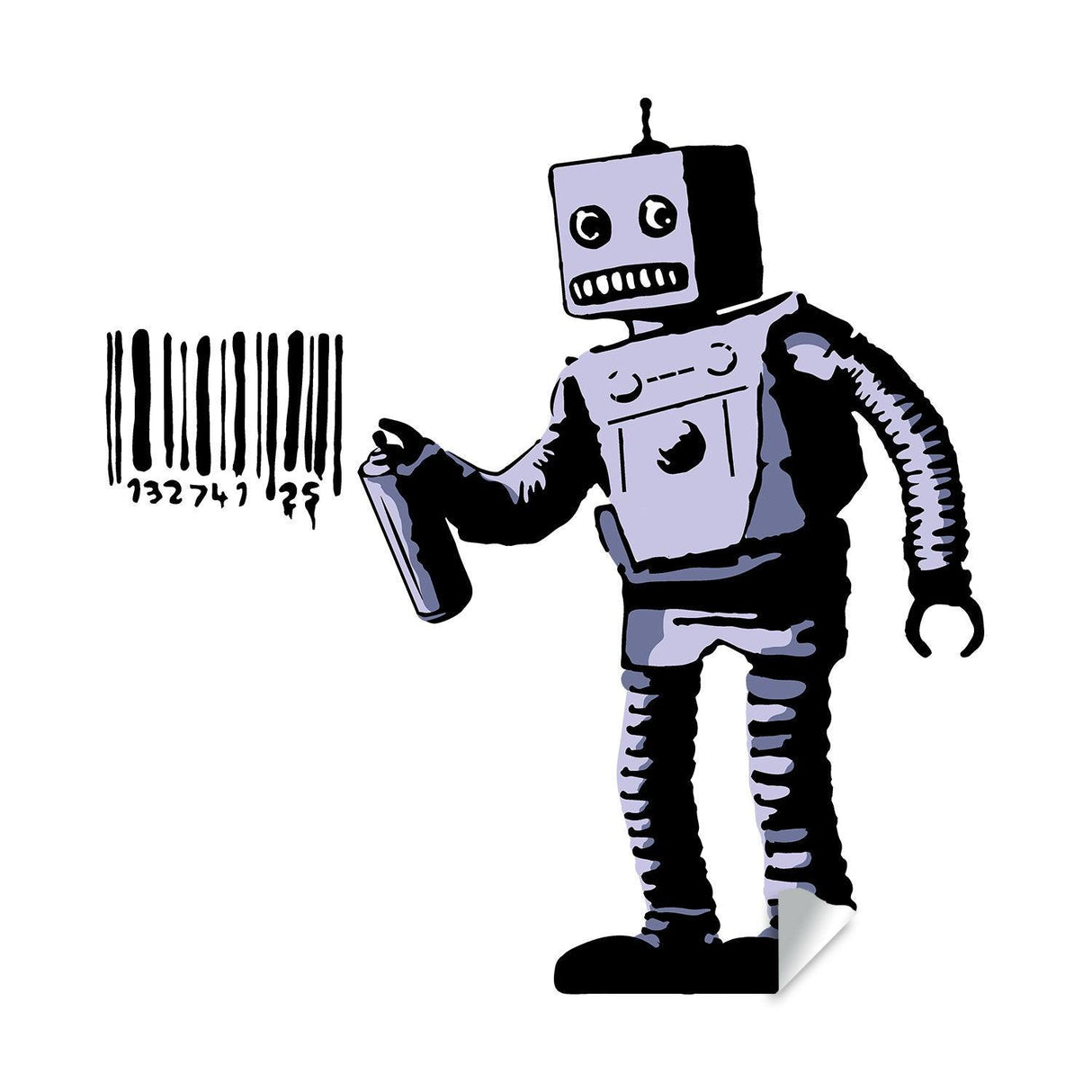 Banksy Barcode Robot Wall Vinyl Sticker - Street Art Graffiti Machine Decal - Decords