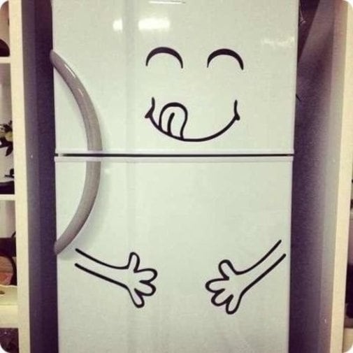 Funny Happy Face Refrigerator Decal - Fridge Door Smile Vinyl Sticker For Kitchen Decor