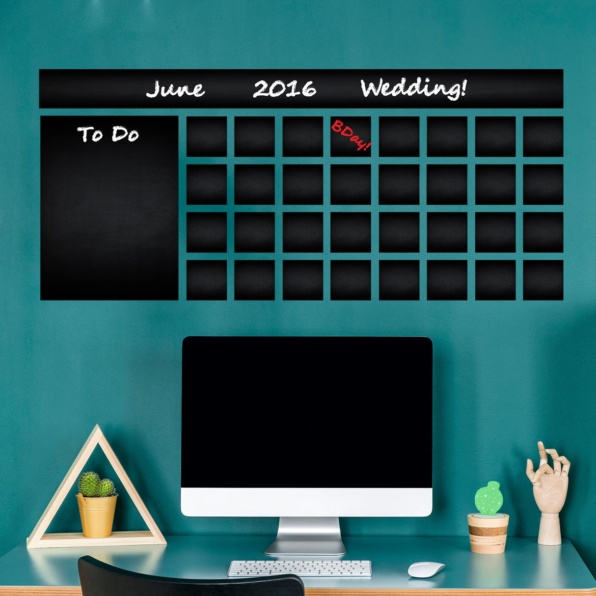 Chalkboard Wall Planner Blackboard Kitchen Sticker - Black Board Weekly Calendar Chalk Decal Monthly Week Day Meal Memo Menu Daily Organiser