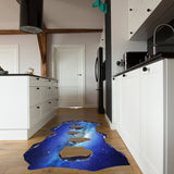 3D-põrandaruumi portaali augu kleebis – Galaxy Art kleebisekujundus laste teismelise elutoa vannitoa jaoks