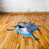 3D põranda delfiinide kleebis – ookeaniaugu põrandakatte kleebisekujundus laste elutoa vannitoa jaoks