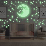 Glow In The Dark Moon Stars Wall Sticker - Glowing Ceiling Decal For Kid Room Bedroom The Light Decor