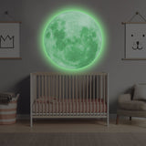 Glow In The Dark Moon Wall Sticker - Glowing Ceiling Decal For Kid Room Bedroom The Light Decor