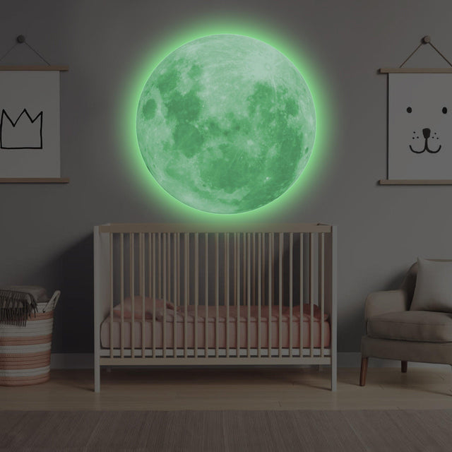 Glow In The Dark Moon Wall Sticker - Glowing Ceiling Decal For Kid Room Bedroom The Light Decor - Decords