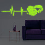 Glow In Dark Headphone Vinyl Wall Sticker - Night Light Music Art Dj Decal - Decords