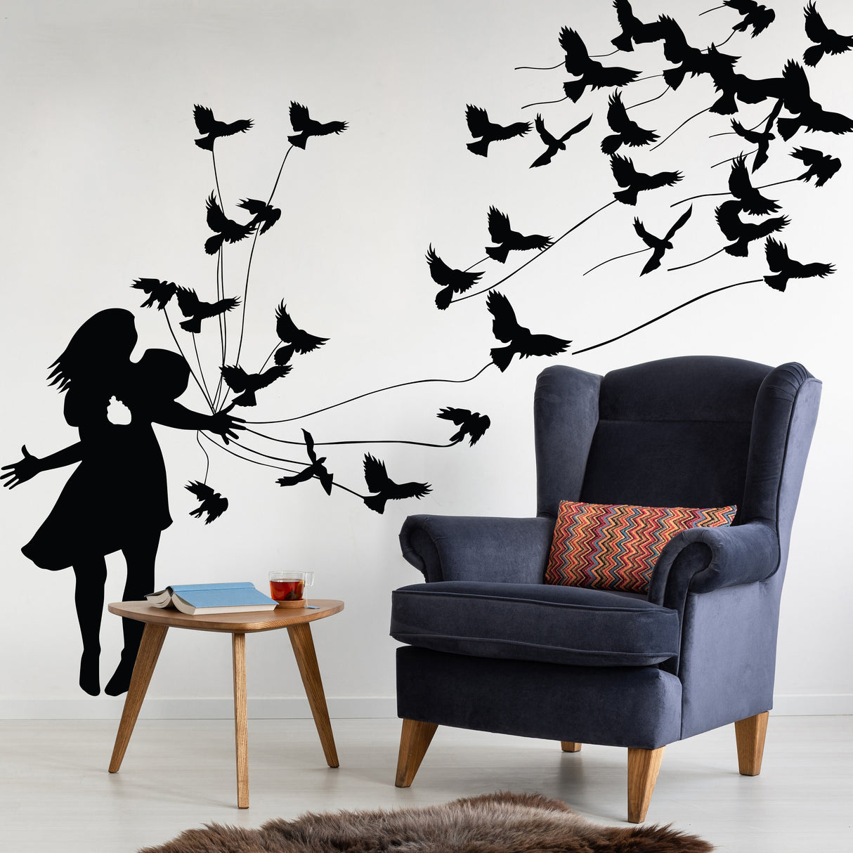 Kissing Wall Decal - Birds and Love Couple Wall Sticker