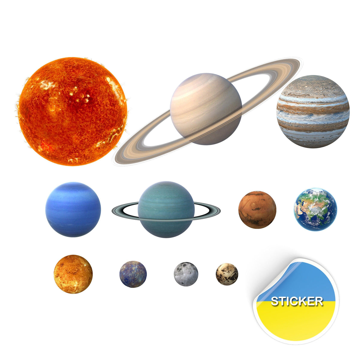 Glow In The Dark Planet Wall Decals - Solar System Glowing Sticker For Ceiling - Decords