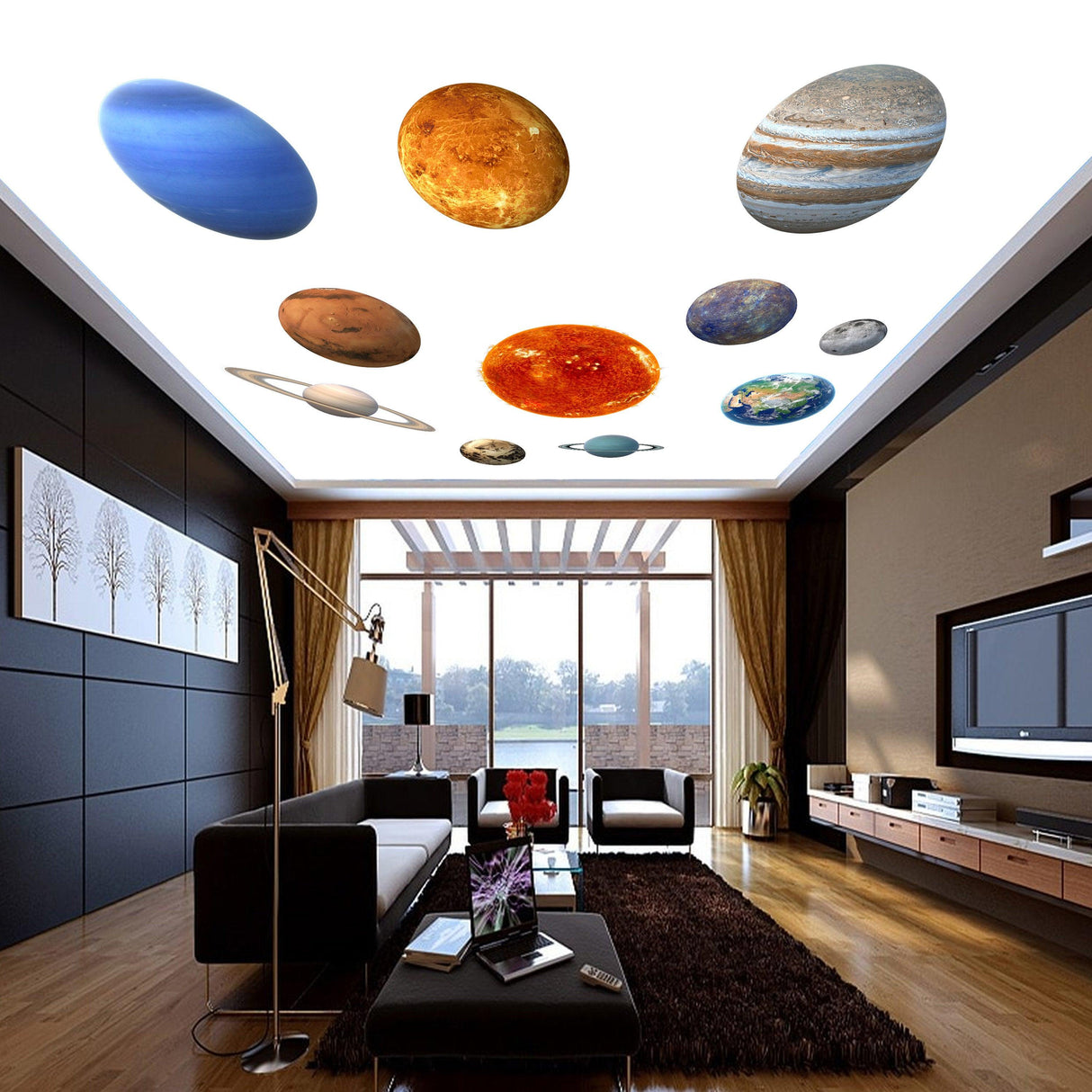 Glow In The Dark Planet Wall Decals - Solar System Glowing Sticker For Ceiling - Decords