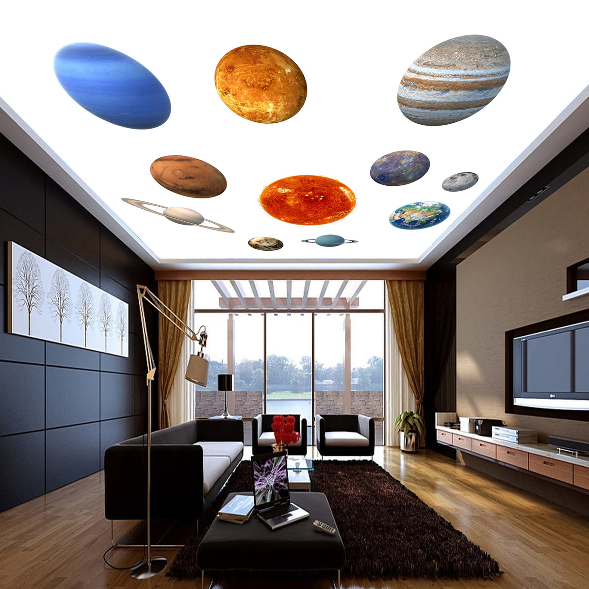 Glow In The Dark Planet Wall Decals - Solar System Glowing Sticker For Ceiling