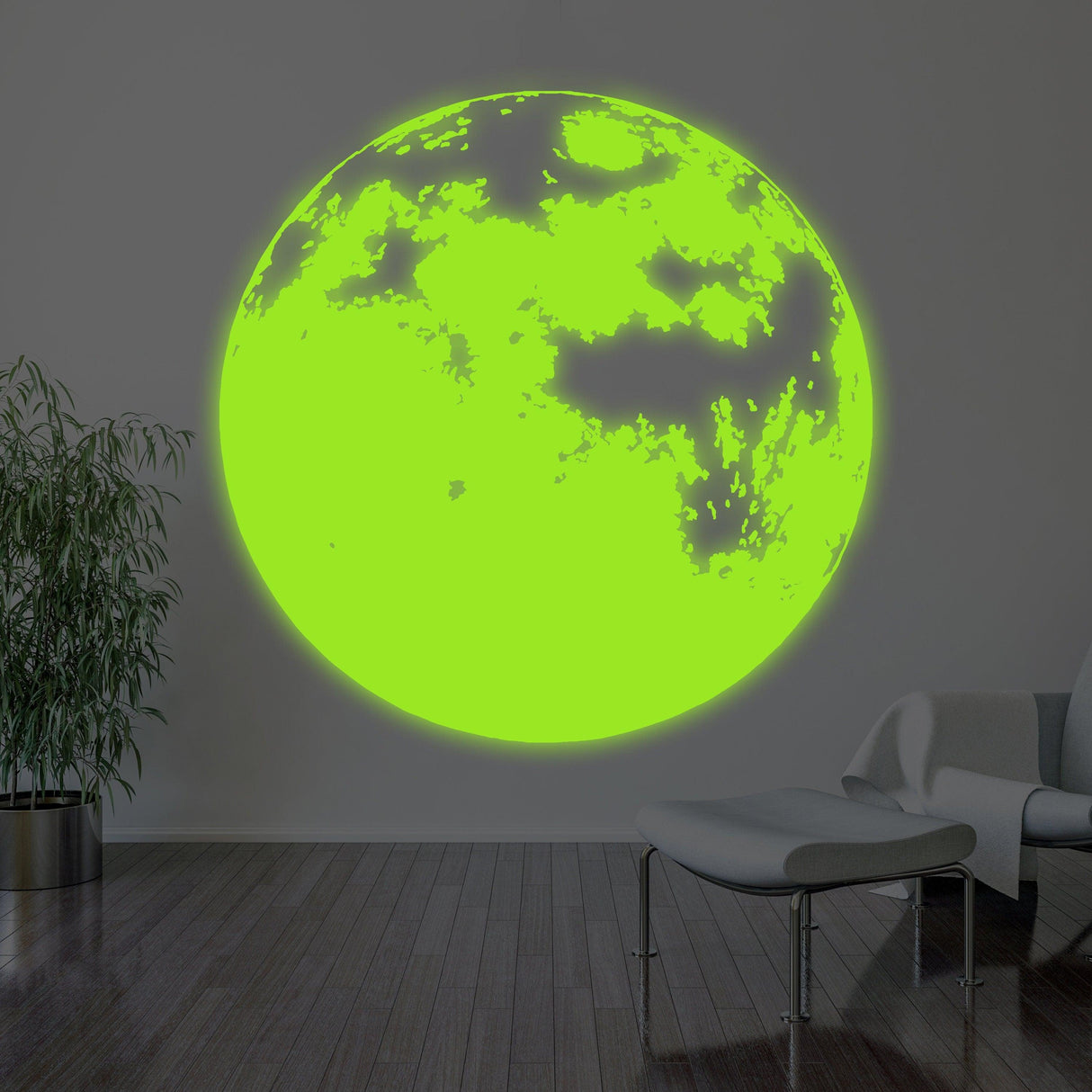 Glow In Dark Moon Wall Decor Decal - Nigh Light Full Large Sticker For Nursery Baby Kids Room - Decords