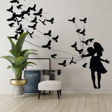 Kissing Wall Decal - Birds and Love Couple Wall Sticker - Decords