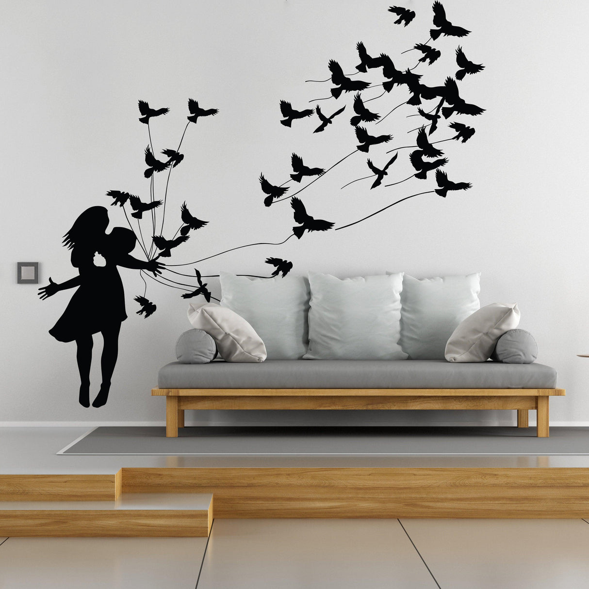 Kissing Wall Decal - Birds and Love Couple Wall Sticker