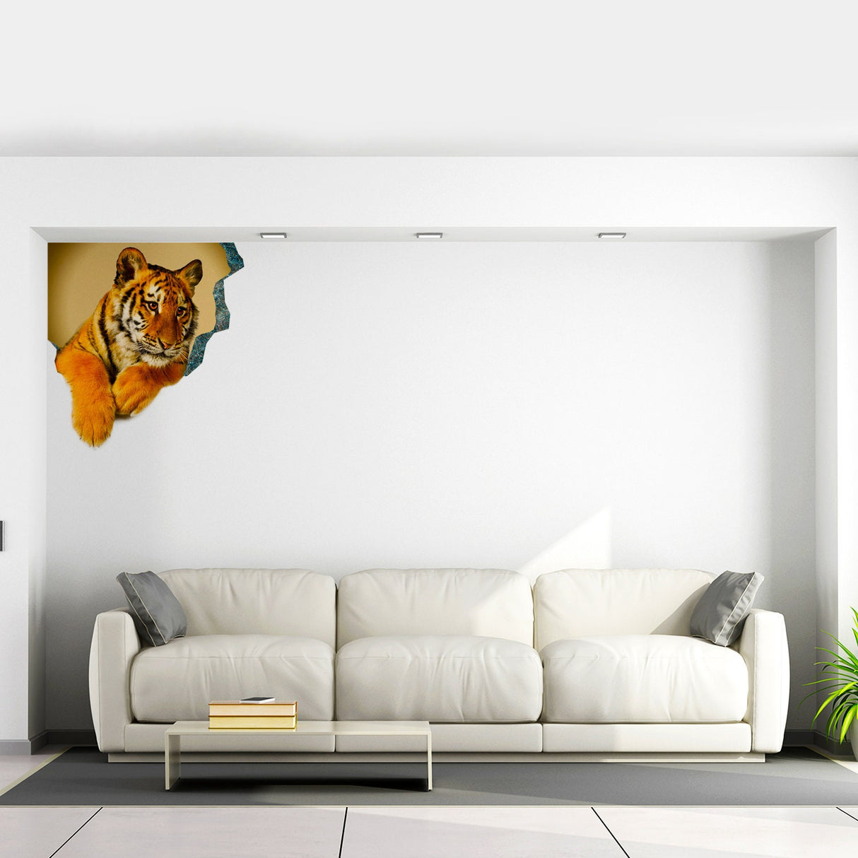 3d Tiger Sticker - Tiger Porthole Decoration Wall Decal For Bedroom