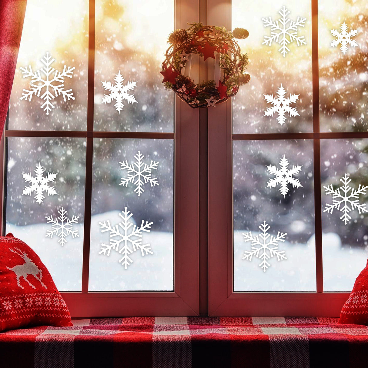 100x lumehelvestega aknakleebised – jõulude lumehelbekleebised