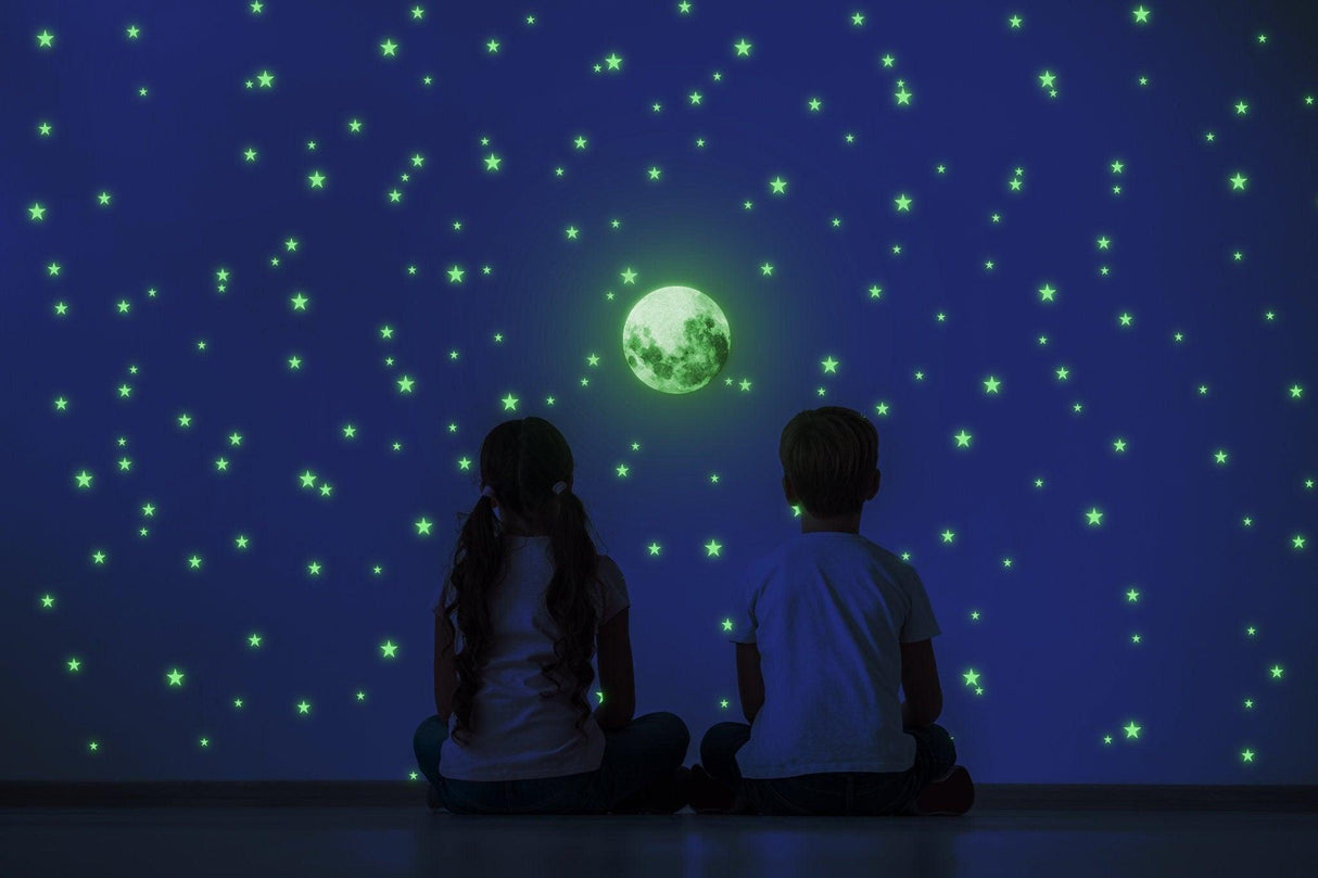 Glow In The Dark Stars Stickers - The Glowing Moon Decal For Nursery Kid Room Ceiling And Wall - Decords