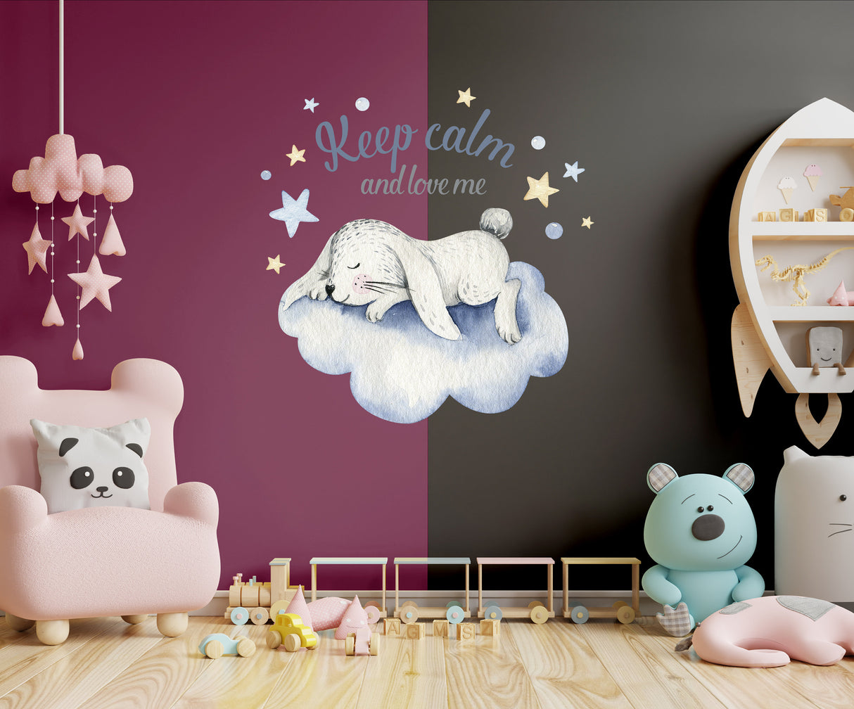 Baby Nursery Wall Decor Sticker - Cloud Moon Star Dream Decoration Animal Decal For Boy Girl Room