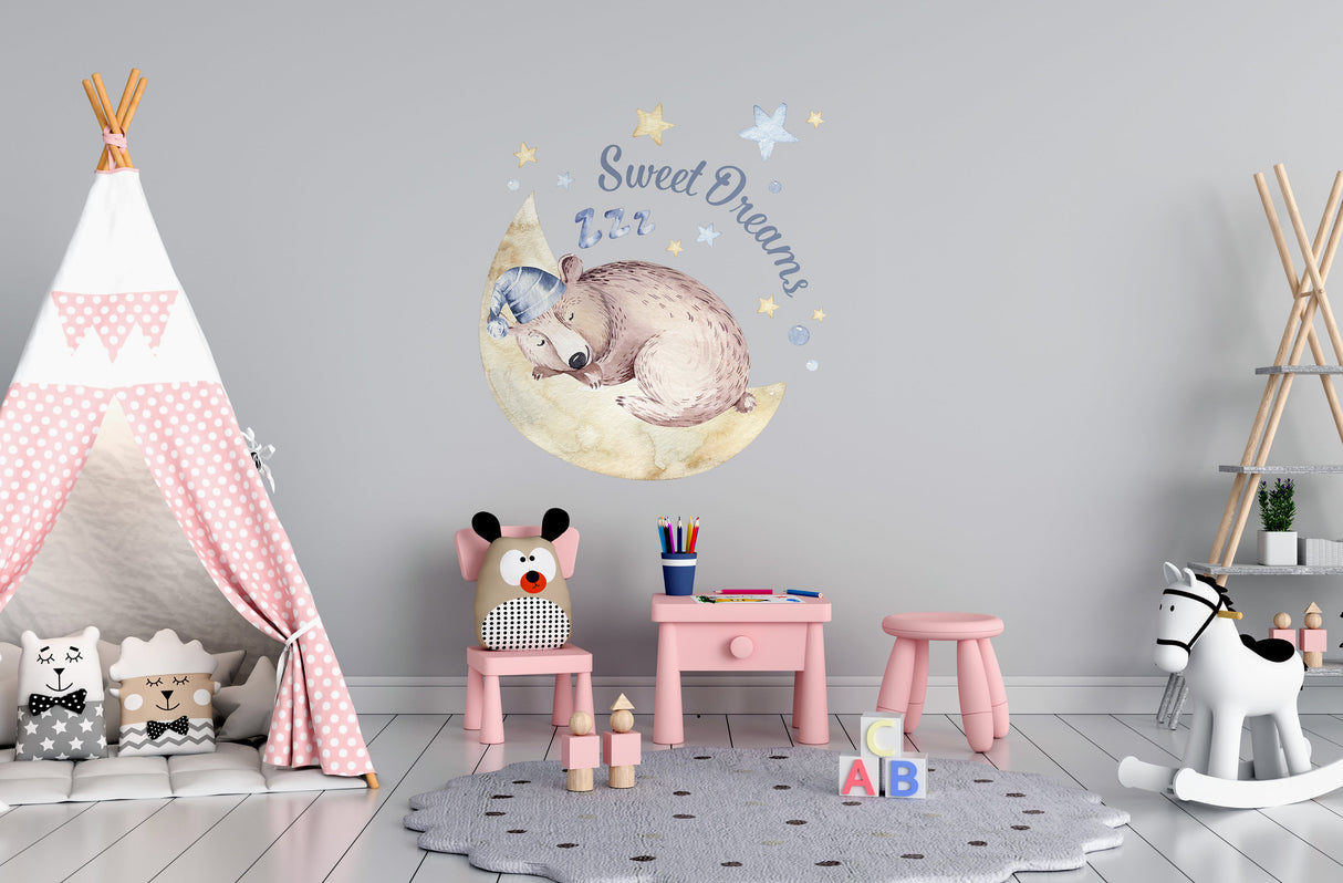 Nursery Cloud Dream Wall Sticker - Baby Animal Decor Decal For Boy Girl Room