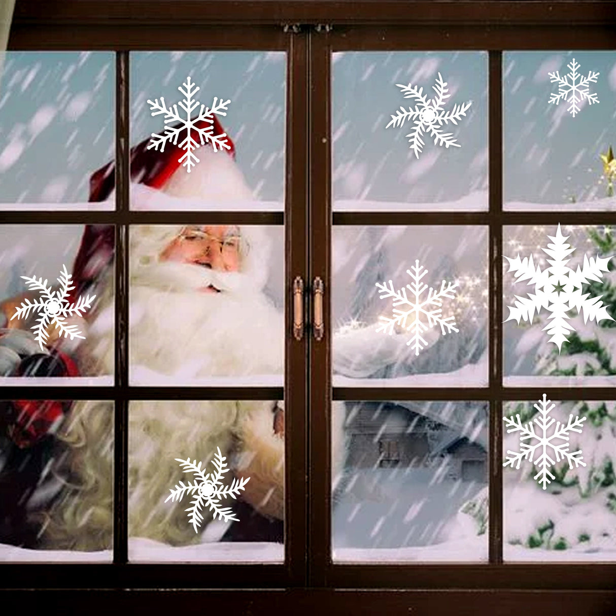 100x lumehelvestega aknakleebised – jõulude lumehelbekleebised