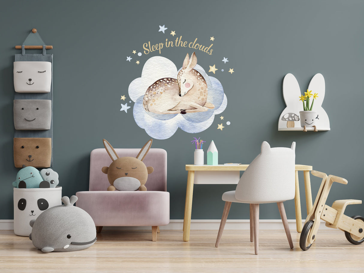 Baby Nursery Dream Wall Sticker - Animal Cloud Decor Decal For Boy Girl Room