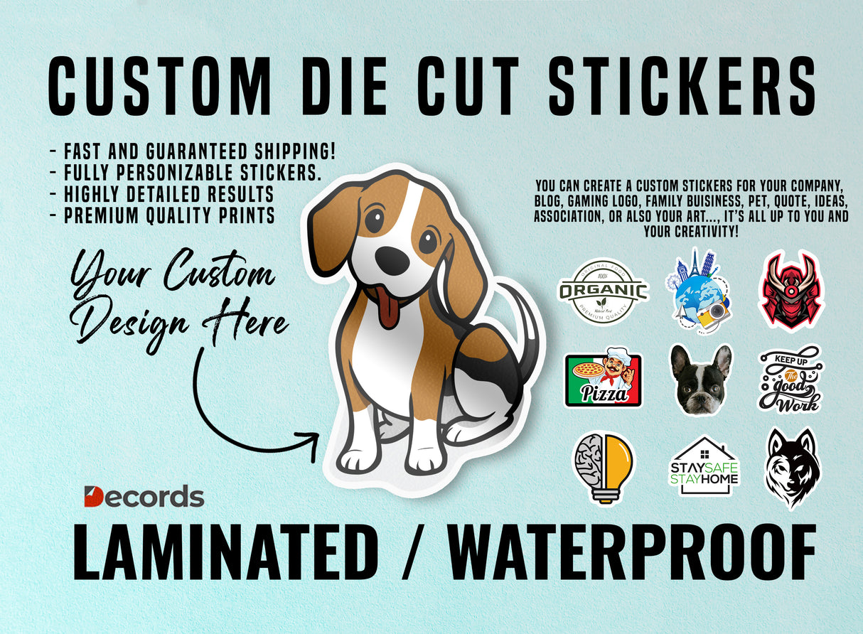 Laminated Custom Kiss Die Cut Stickers - Waterproof Personalized Business Logo Label For Gift