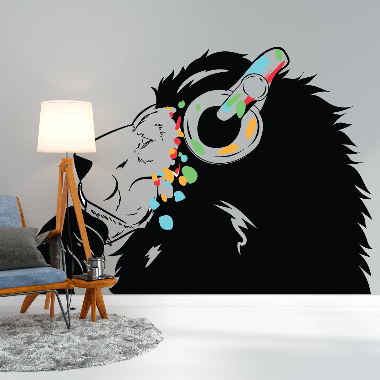 Mõtleva lõvi kleebis – inspireeritud Banksy Art Vinyl Dj Baksy seinakleebist