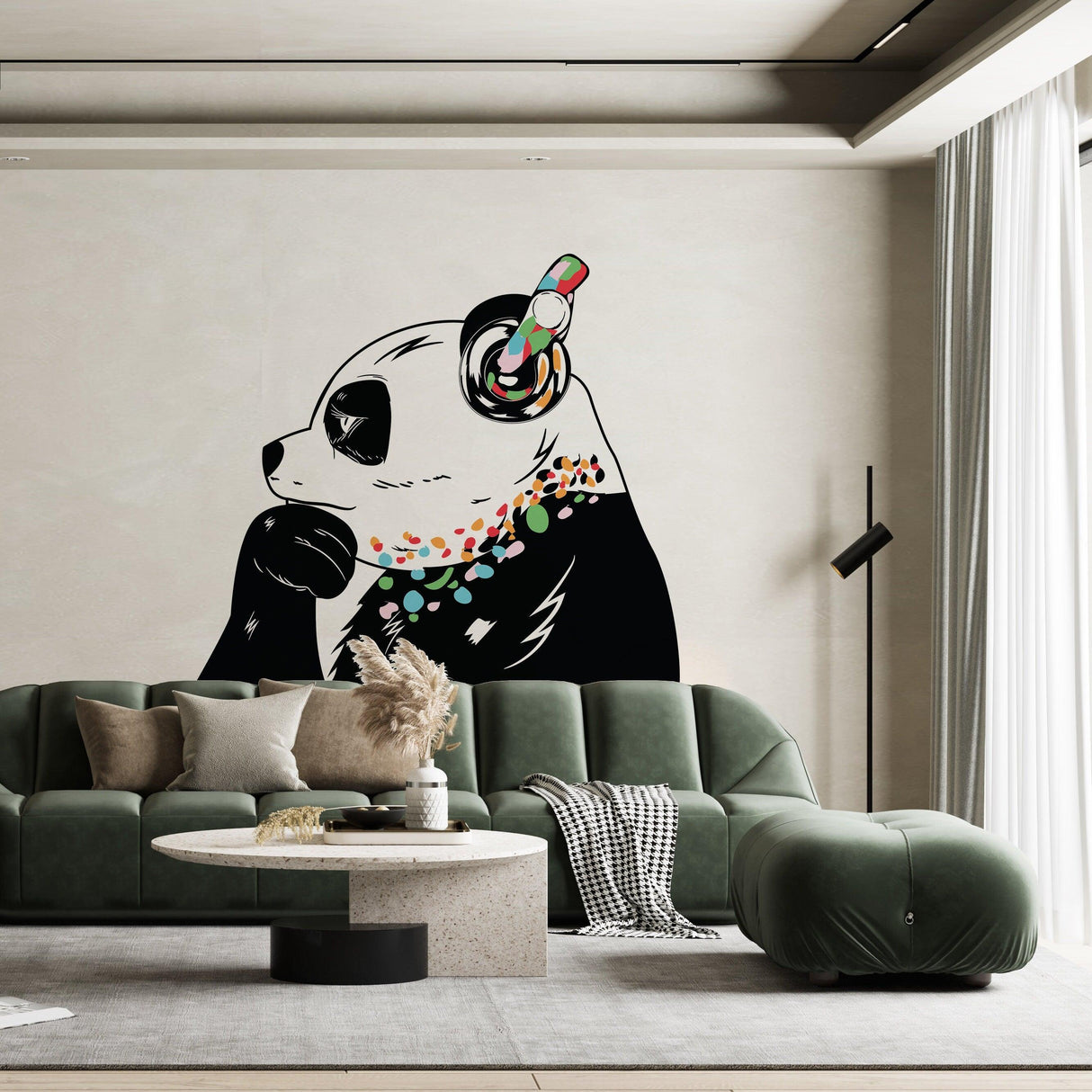 Panda in Headphones Stickers - Inspired by Banksy Graffiti Wall Decal - Decords