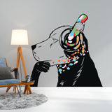 Dog in Headphones Stickers - Inspired by Banksy Graffiti Wall Decal
