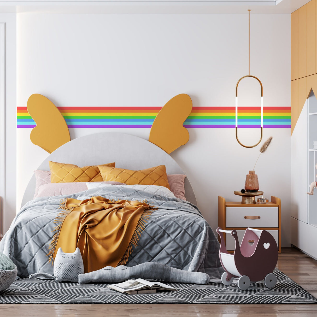 Rainbow Stripe Sticker - Birthday Party Border Strip Vinyl Decal Decoration For Nursery Baby Kid