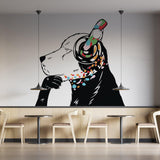 Dog Wall Art Sticker - Thinking Dj Puppy Head Headphones Vinyl Decal - Decords