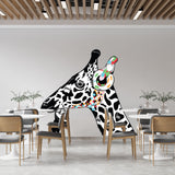 Giraffe Wall Art Sticker - Thinking Dj Giraffes Head Headphones Vinyl Decal