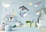 Sea Whales Wall Sticker For Kids Room Decor - The Under Ocean Life Baby Boy Nursery Decal - Decords