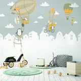 Penguins And Fox Wall Stickers For Kids - Balloons Decal For Baby Girl Kid Boy Nursery Room Decoration - Decords