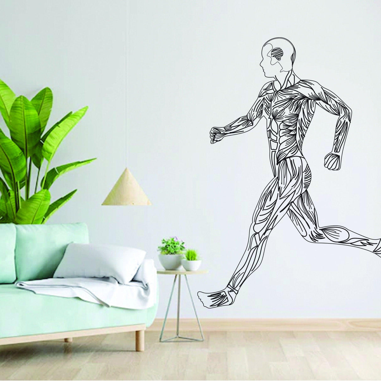 Mens Body Siluette Wall Decal - Sexy Fitness Silhouette Art Sticker For Office Gym Club Decor