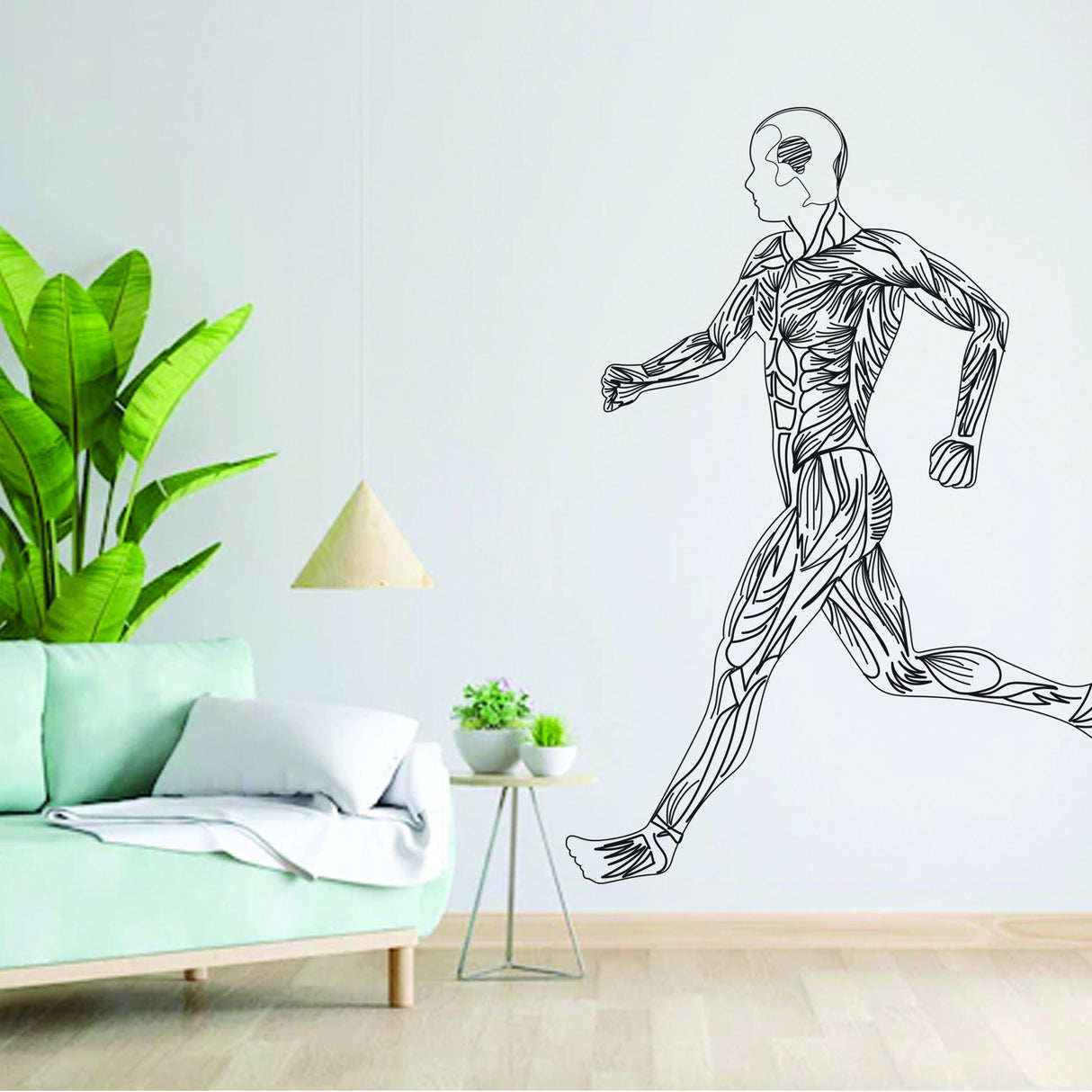 Fitness Wall Sticker, Sleek Silhouette Gym Exercise Decal, Home Workout Decoration