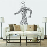 Mens Body Siluette Wall Decal - Sexy Fitness Silhouette Art Sticker For Office Gym Club Decor