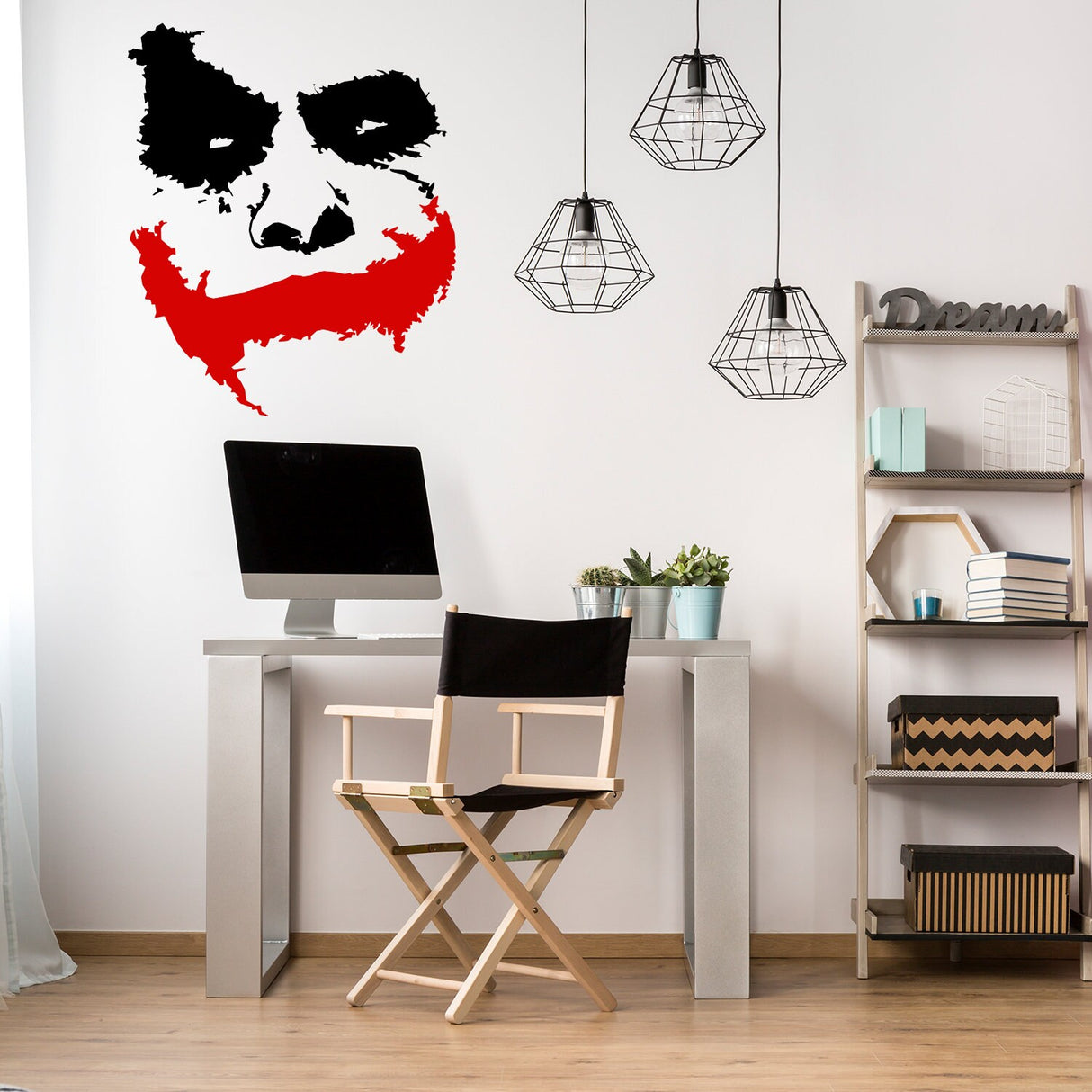 50% OFF - Joker Wall Sticker - Black Vinyl Clown Face Art Decal - Ideal for Kids & Teens - 24" Waterproof Villain Mural