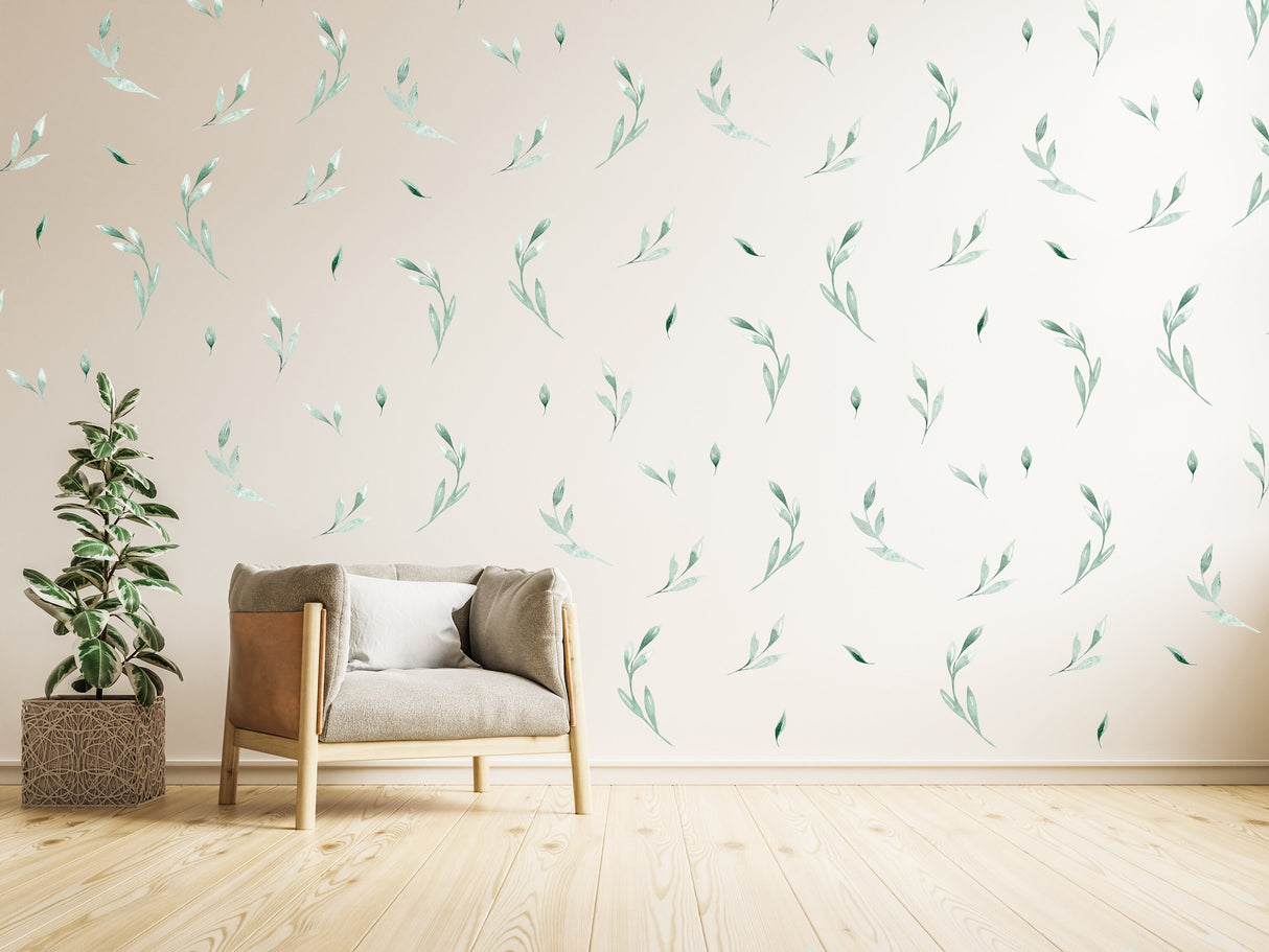 Leaf Wall Decor Kleebised – Botanical Peel Stick Green Leafs kleebised