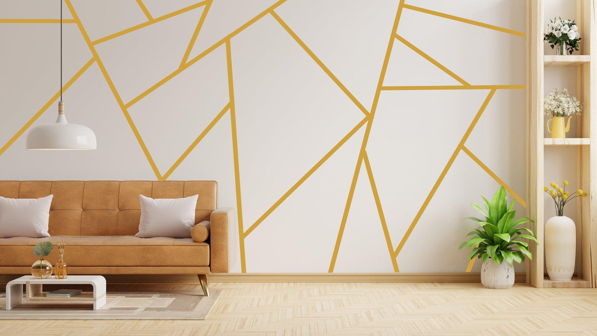 Gold Thin Line Stickers - Geometric Peel And Stick Stripe Wall Decals For Bedroom Decor - Decords