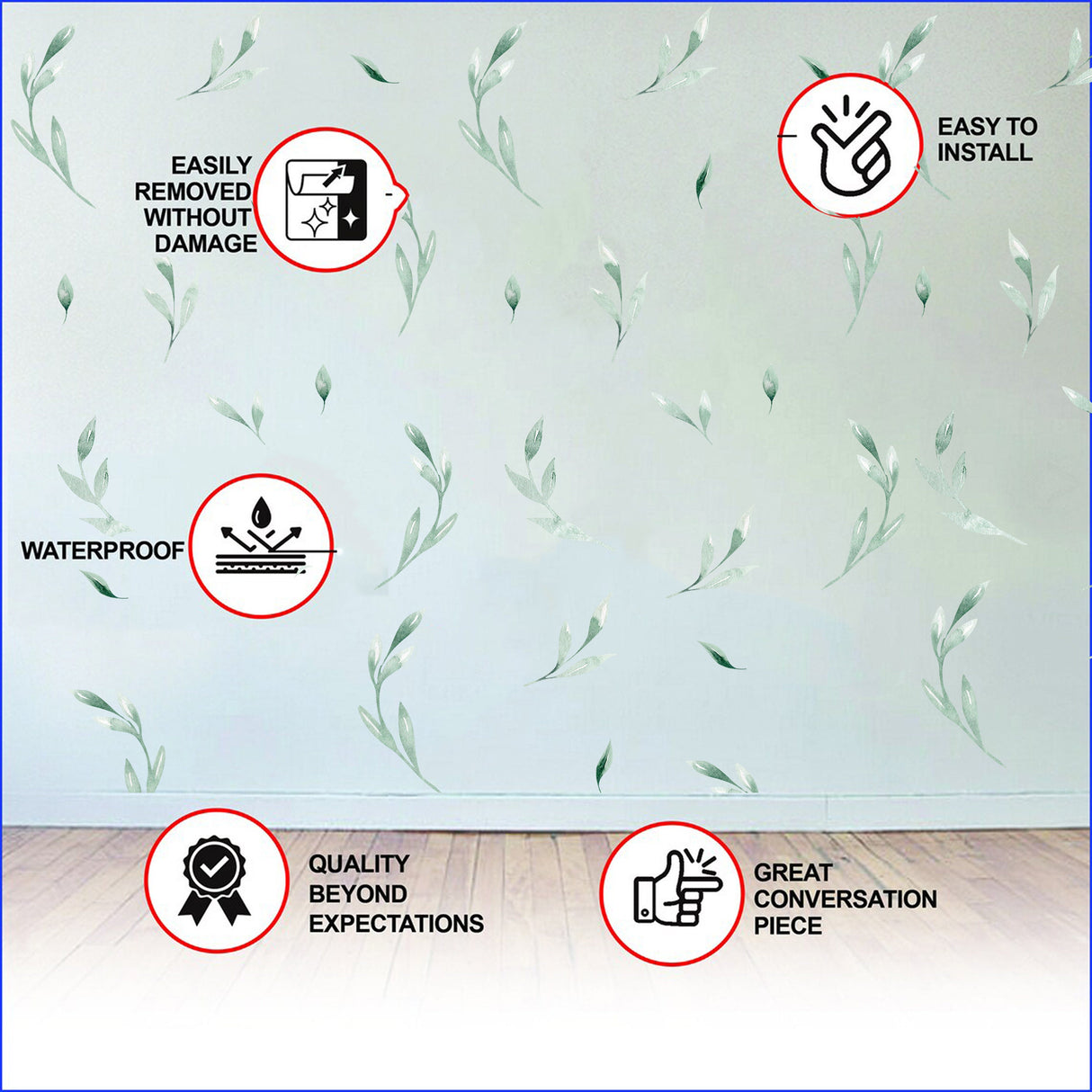 Oliiviõli botaanilised vinüülist seinakleebised: muutke oma piirkonda loomuliku rafineeritusega